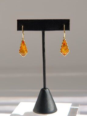 Baltic Cognac Amber Earrings in 14k Gold Plated Sterling Silver
